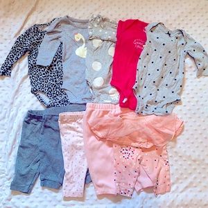 Baby Girl Clothes Bundle!! 5 onesies & 5 paints
